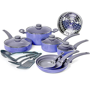 Mueller 16-Piece Non-Stick Pots and Pans Set, Aluminum Body Cookware Set