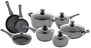 Saflon Titanium Nonstick 14-Piece Cookware Set 4mm Forged Aluminum with PFOA Free Scratch-Resistant Coating from England, Dishwasher Safe