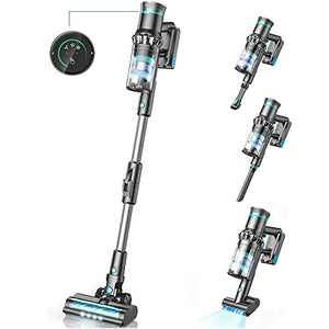 Oraimo Stick Vacuum Cleaner, 27KPA Cordless Vacuum Cleaner (380W Brushless Motor) with Flexible Tube, LED Display, Lightweight Cordless Stick Vacuum for Sofa, Hardwood Floor, Carpet, Baseboard, Stairs