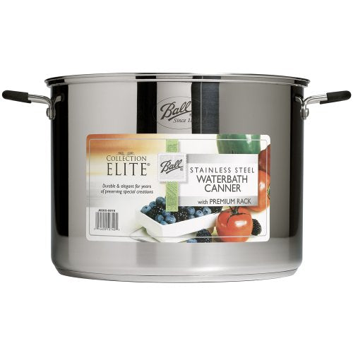 Ball® Jar Collection Elite Stainless-Steel 21-Quart Waterbath Canner with Rack and Glass Lid (by Jarden Home Brands)