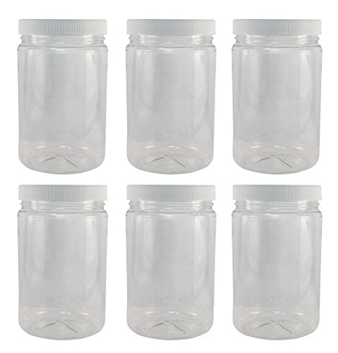 Pinnacle Mercantile 1 Gallon Plastic Jars with Screw on Lined Lids 24 Pack Wide Mouth Food StorageContainers