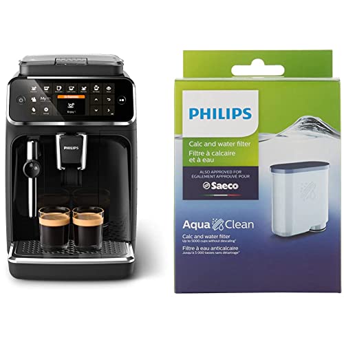 Phlips 4300 Fully Automatic Espresso Machine with Classic Milk Frother, BK, EP4321/54 and Saeco AquaClean Filter Single Unit, CA6903/10