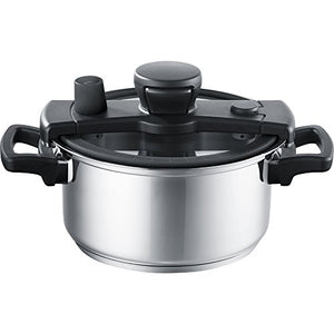 Meyer KAT-3.0BK Low Pressure Cooker, 7.9 inches (20 cm), 1.8 gal (3.0 L), Stainless Steel, Glass Lid, Induction Compatible, 3-Layer Bottom, Black, Authentic Japanese Product