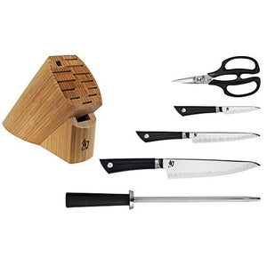 Shun Cutlery Sora 6-Piece Basic Block Set, Kitchen Knife and Knife Block Set, Includes Sora 8” Chef’s, 6” Utility & 3.5” Paring Knives, Handcrafted Japanese Kitchen Knives