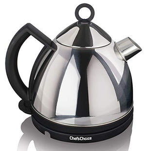 Chef'sChoice 685 Stainless Steel Deluxe Cordless Electric Tea Kettle Featuring Auto Shut Off and Boil Dry Protection Easy Pour and Indicator Light, 1.3-Liter, Silver