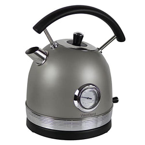 West Bend Electric Kettle Retro-Styled Stainless Steel 1500 Watts with Auto-Shutoff & Boil-Dry Protection, 1.7-Liter, Gray