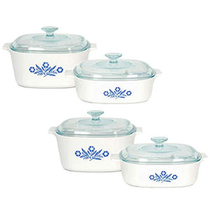 Corningware Pyroceram Blue Cornflower 8 pc. Glass Ceramic Cookware Set - Limited Edition (Eight Piece)
