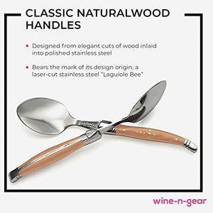 Laguiole California Spoon Set - 6 Piece Naturalwood Set - Ergonomic Handles - Stored in a California Oakwood Gift Box - Stainless Steel - Kitchen and Dinnerware