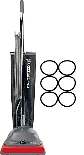 Sanitaire SC679J Commercial Shake Out Bag Upright Vacuum Cleaner with 5 Amp Motor, 12" Cleaning Path - 6 Belts Included Bundle (SC679J Commercial Vacuum) (SC679J Commercial Vacuum W/Belt Bundle)