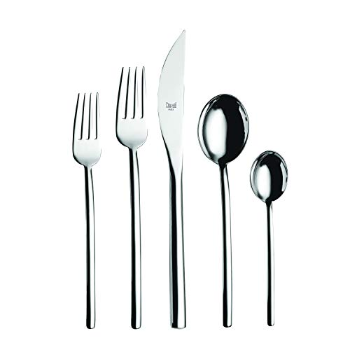Mepra Due Cutlery Set – [20 Pieces Set] Brushed Stainless-Steel Finish, Dishwasher Safe Cutlery