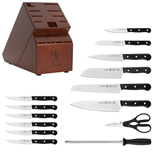 HENCKELS Solution Kitchen Knife Set with Block, 15-pc, Black/Stainless Steel