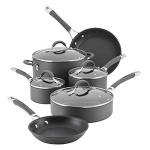 Circulon 83903 Radiance Hard Anodized Nonstick Cookware Pots and Pans Set, 10 Piece, Gray