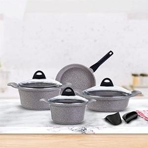 UVWXYZ Cookware Set 7 Pieces Non-Stick Kitchen Pieces Granite Gas Soup Pot Skillet Frying Pan Kitchenware (Color : A, Size : See description)