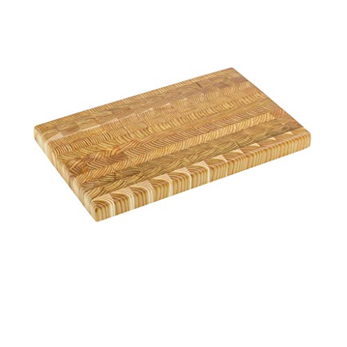 Larch Wood Canada End Grain One Hander Large Cutting Board, Handcrafted for Professional Chefs & Home Cooking, 15" x 9-1/2" x 1-1/4" plus Larch Wood Beeswax and Mineral Oil Conditioner (1.6 oz/ 45g)