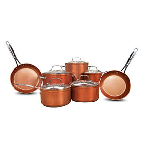 NUWAVE Duralon 12-piece Healthy Ceramic Forged, Dishwasher-Safe, Induction-Ready Cookware Set with Premium Tempered Glass Lids