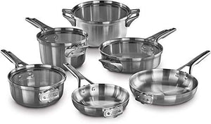 Calphalon Premier Space-Saving Stainless Steel Pots and Pans, 10-Piece Cookware Set