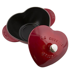 Staub Cast Iron 1.75-qt Heart Cocotte - Cherry, Made in France