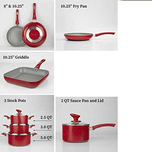 Comul 13 Piece Pots and Pans Cookware Set, Red Generic Kitchen cookware sets Cookware sets Kitchen set Cookware sets Kitchen essentials Kitchen supplies Kitchen utensil set Kitchen sets for home