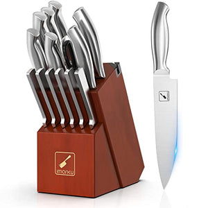 imarku Kitchen Knives Set with Block High Carbon German Steel Knife Set and 8-Piece Diamond Surface Pots and Pans Set Nonstick Kitchen Cookware Sets