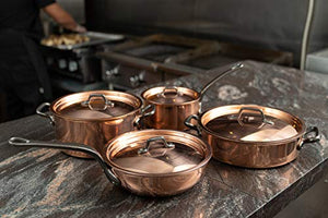 Matfer Bourgeat 8 Piece Copper Cookware Set, Professional Grade with Stainless Steel Lining