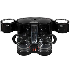 Double Coffee Brewer Station - Dual Drip Coffee Maker Brews two 12-cup Pots, Make Regular or Decaf at Once or Different Flavors, w/ Individual Heating Elements, 2 Glass Carafes, Filters & Scoopers