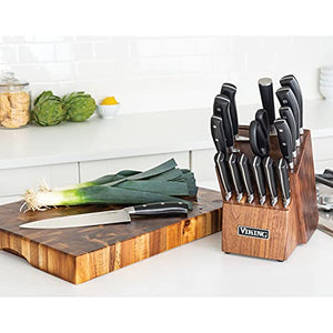 Viking Culinary 17-piece Cutlery Set with Light Walnut Color Block, Brown, (40493-9997)