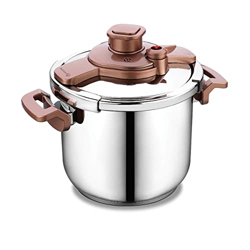 Korkmaz Tessa Pressure Pot, Stainless Steel Pressure Cooker with Pressure Settings and Smart Lock System, 7.40 qt Korkmaz Tessa Rosa Vita 7.0 Lt Pressure Cooker A153-18