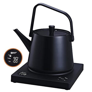 Magic Mill Electric Kettle - Pour Over Kettle with Temperature Control and Built-In Stopwatch for Coffee and Tea Brewing - Temperature Holding Stainless Steel Tea Kettle in Matte Black Finish
