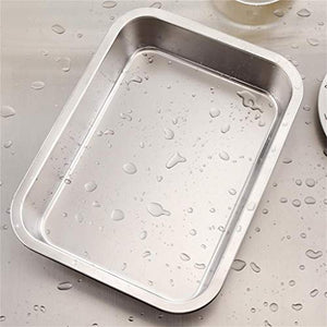 Bakeware, Mirror Polishing Stainless Steel Antirust Grilled Fish Grilled Chicken Wings Cake Cookies Baking Dish Not Sticky (Size : 34.5×49.5×15cm)