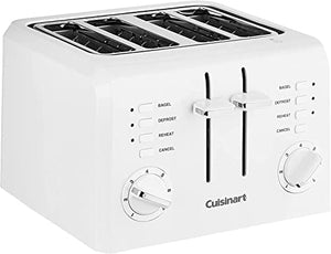 Cuisinart CPT-142P1 4-Slice Compact Plastic Toaster, White & CPK-17P1 Electric Cordless Tea Kettle, 1.7-Liter, Stainless Steel