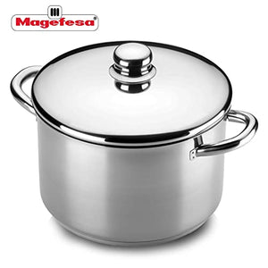 Cookware set MAGEFESA FAMILY 9 Piece, include Stockpot, Stew pot, Saucepan, Deep sauté, 2 Skillet Stainless Steel, compatible with all types of kitchens, INDUCTION, easy Cleaning and Dishwasher safe