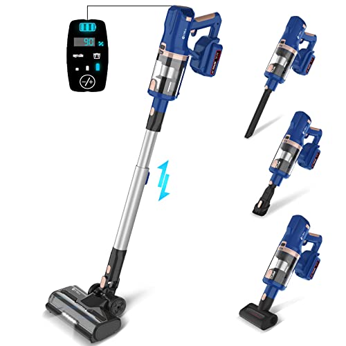 UMLo Cordless Vacuum Cleaner with LED Display, Up to 60min Runtime, 300W 28Kpa Suction Stick Vacuum, 4000mAh Rechargeable Vacuum, 8 in 1 Lightweight Vacuum for Pet Hair Carpet Hard Floor,V111 Plus