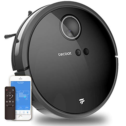 TECBOT Robot Vacuum Cleaner with Intelligent Visual Map and Navigation, 2000Pa WiFi/App/Alexa, Self-Charging, Very Suitable for Pet Hair, Carpets, Hard Floors, 150 Minutes Running Time