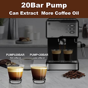 Geek Chef Espresso Machine, Espresso and Cappuccino latte Maker 20 Bar Pump Coffee Machine Compatible with ESE POD capsules filter&Milk Frother Steam Wand, for Home Barista, 950W, 1.5L Water Tank