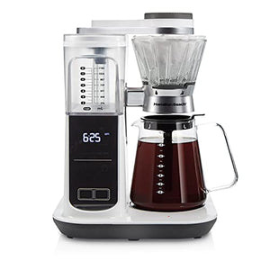 Hamilton Beach Craft Programmable Automatic Coffee Maker Brewer or Manual Pour Over Dripper with 5 Strengths and Integrated Scale, 8 Cups, Includes Cone Filter Set, White (46700)