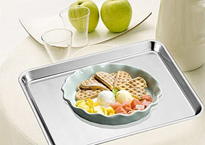 PDGJG Food-Grade Stainless Steel Cooling Racks Cake Baking Tray Rectangle Fruit Bread Plate Kitchen Steamed Sausage Pans Dish Tools