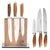 Schmidt Brothers - Bonded Teak, 7-Piece Knife Set, High-Carbon Stainless Steel Cutlery with Midtown Acacia and Acrylic Magnetic Knife Block