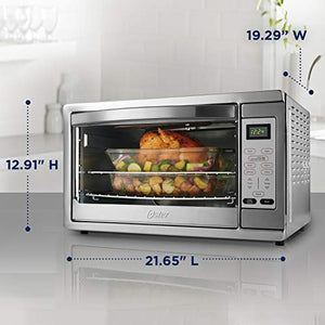 Oster Toaster Oven, 7-in-1 Countertop Toaster Oven, 10.5" x 13" Fits 2 Large Pizzas, Stainless Steel