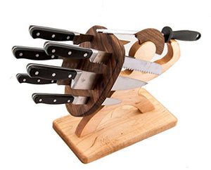 Spartan Knife Set - Chef's Edition - 8-piece, Handmade, Heavy Steel Professional Knife Set - American Maple & Walnut