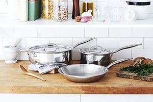 Heritage Steel 5 Piece Essentials Cookware Set - Made in USA - Titanium Strengthened 316Ti Stainless Steel with 5-Ply Construction - Induction-Ready and Fully Clad
