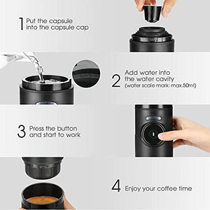 Portable Electric Coffee Maker, Travel Coffee Maker, 12V Rechargeable Mini Battery Espresso Machine, 20 Bar, Compatible with Starbucks, Nespresso & L'OR Capsules, for Camping, Office, Home