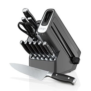 Ninja C39800 Foodi NeverStick Premium 12-Piece Cookware Set & K32012 Foodi NeverDull Premium Knife System, 12 Piece Knife Block Set, Stainless Steel/Black