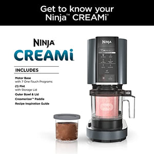 Ninja NC299AMZ CREAMi Ice Cream Maker, for Gelato, Mix-ins, Milkshakes, Sorbet, Smoothie Bowls & More, 7 One-Touch Programs, with (1) Pint Container & Lid, Compact Size, Perfect for Kids, Matte Black