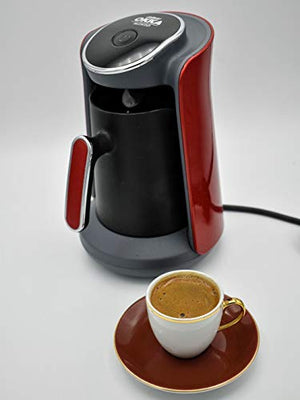 Arzum Okka Minio Automatic Turkish/Greek Coffee Machine, USA 120V uL, Red/Silver