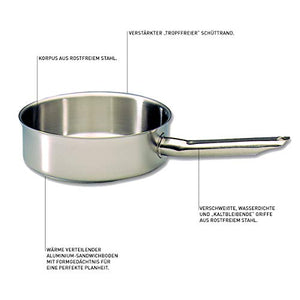 Matfer Bourgeat Excellence Saute Pan without Lid, 9 1/2-Inch, Gray