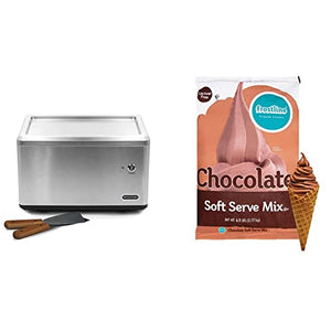 Whynter ICR-300SS Automatic Instant Maker Frozen Pan Roller in Stainless Steel with Ice Cream Spatulas, 0.5 Quart & Frostline Chocolate Soft Serve Mix, 6 Pound Bag (Pack of 1)