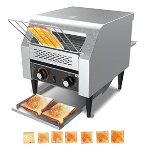 Conveyor Toaster Commercial Toaster for Restaurant Bun Bagel Bread Heavy Duty Stainless Steel (150 Slices/h Silver)