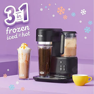Mr. Coffee Single-Serve 3-in-1 Iced and Hot Coffee and Tea Maker and Blender with Reusable Filter, Scoop, Recipe Book, 2 Tumblers, Lids and Straws