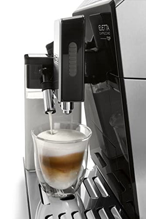 Delonghi super-automatic espresso coffee machine with an adjustable grinder, double boiler, milk frothermaker for brewing espresso, cappuccino, latte, macchiato & Flat white. ECAM44660B Eletta