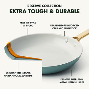 GreenPan Padova Hard Anodized Healthy Ceramic Nonstick, 4QT Saute Pan, PFAS-Free, Dishwasher Safe, Smokey Blue